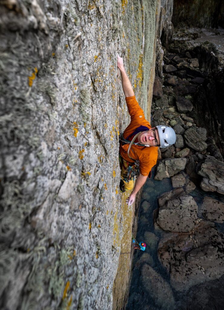 Tom Riply on the endless search for gear at North Stack Wall, Gogarth.