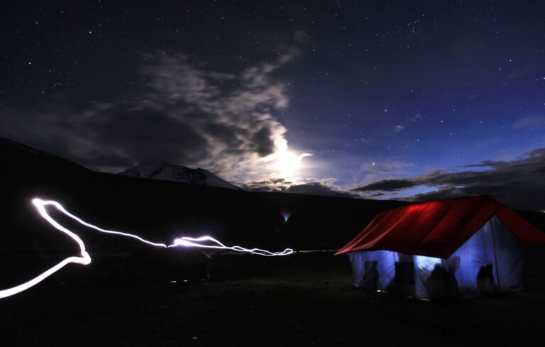 Kang Yatze base camp at night.