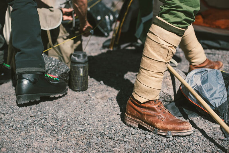 Two different type of mountaineering or hiking boot, old and new