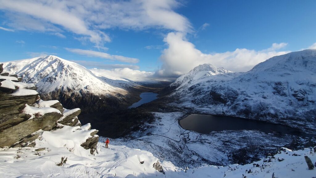 Callum Muskett on the flank of Y Garn enjoying the views across the Ogwen Valley. At this point we were about 6km from our front doorsteps. © Tom Laws