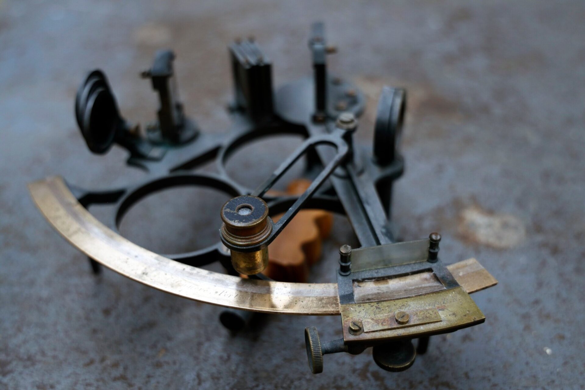 A nineteenth Century sextant at BASE magazine HQ. The sextant, invented in the mid eighteenth Century, was a revolutionary device because it allowed celestial objects to be measured relative to the horizon, rather than relative to the instrument - a difference which creates excellent precision.