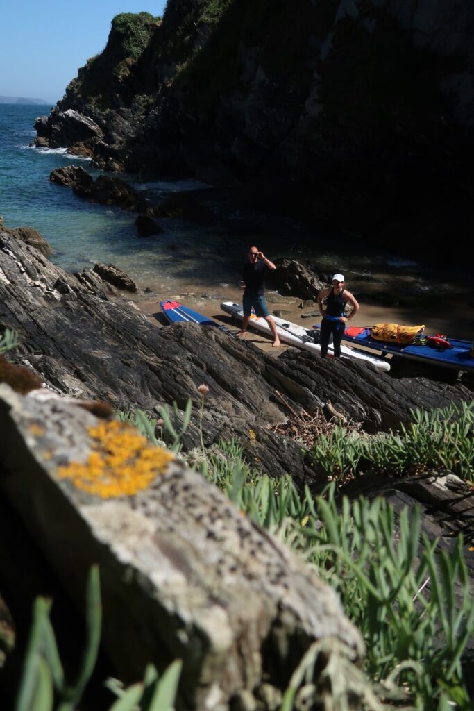 Taking a break in an inaccessible low-tide only cove before rounding Rams Head, the big headland to the west of Plymouth Sound.