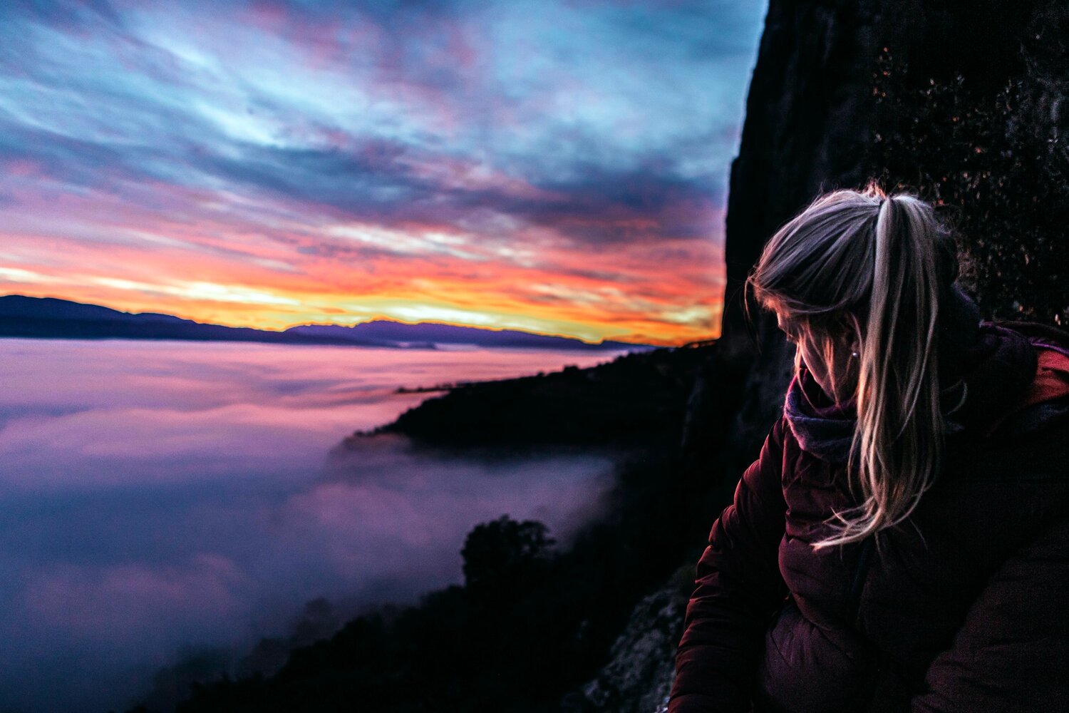 Svana Bjarnasson finds a moment for reflection in between climbs on a winter’s evening in Catalonia, Spain.