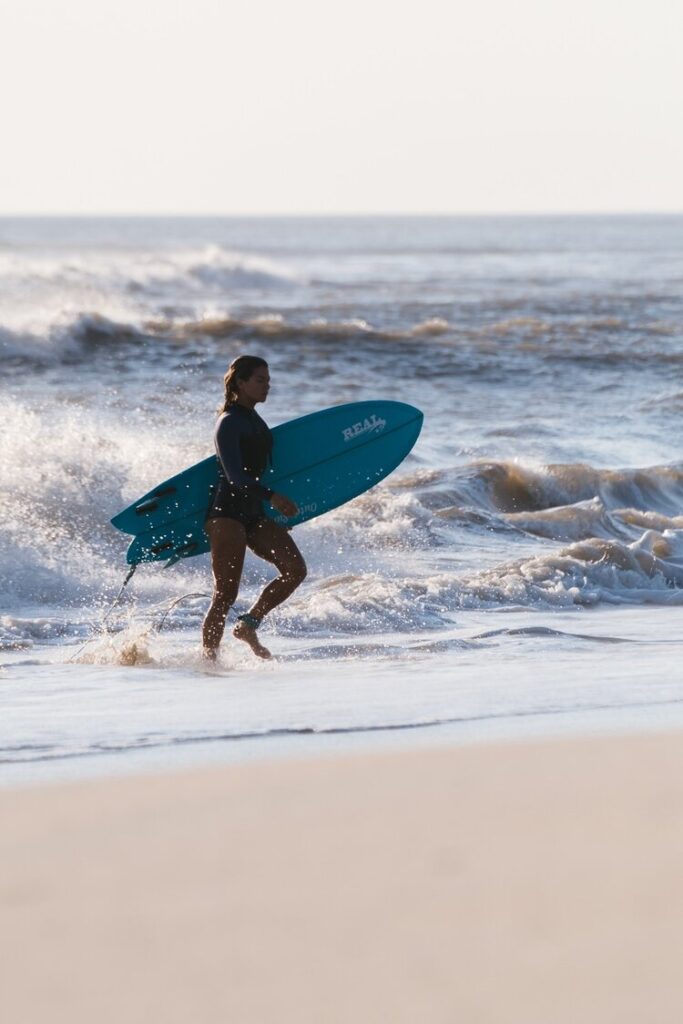 Bri finishes a classic Outer Banks early morning session.