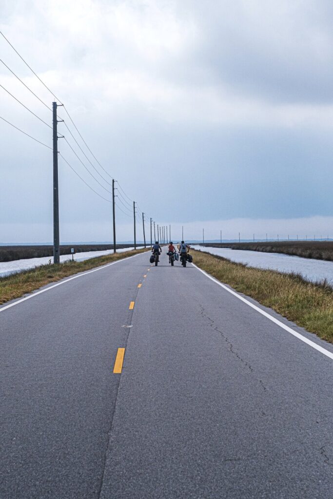 The longest stretch of highway we rode was on Cedar Island: miles and miles of good asphalt with no cars whatsoever.