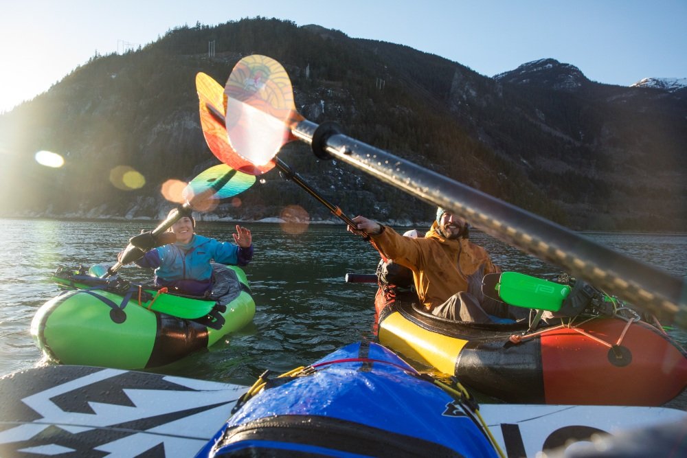 Paddle high-fives and wind-burnt smiles floating in Howe Sound near Squamish’s downtown.