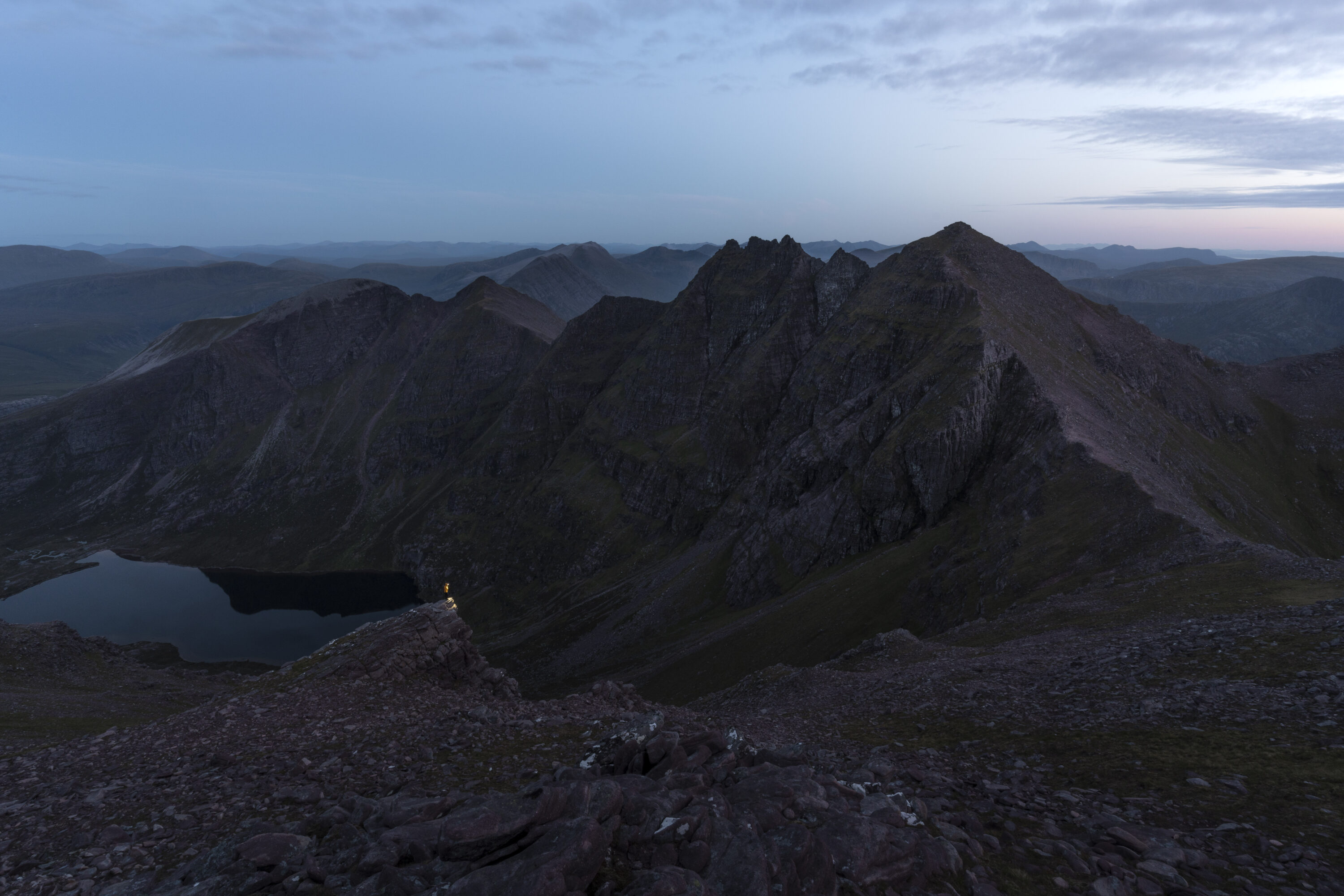 Self portrait at blue hour on An Teallach, Dundonnell.