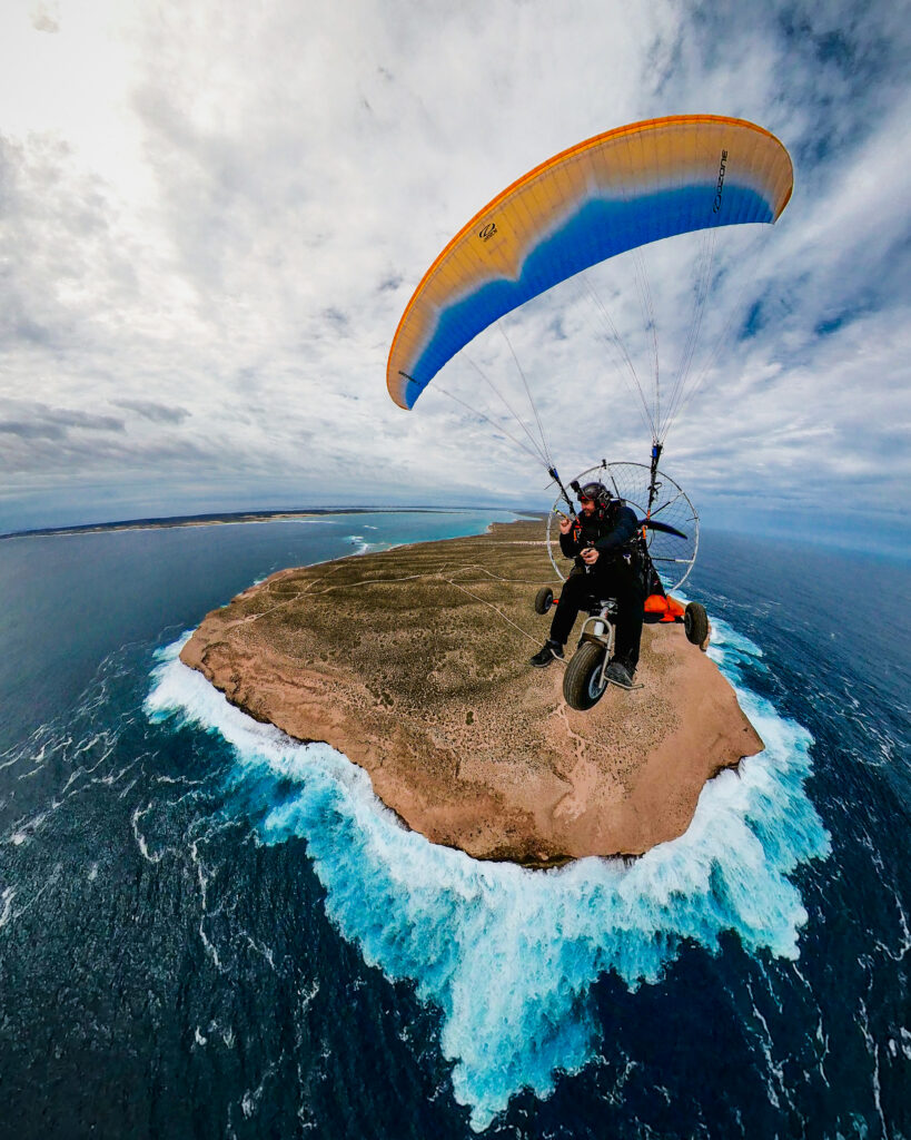 Selfie, gliding over Steep Point, Australia's far westerly point.