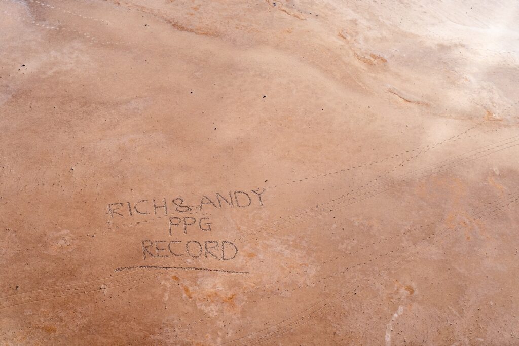 Sand art on the Fraser Range salt flats of Western Australia.